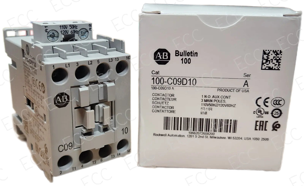 100-C09D10 Allen-Bradley 9A IEC Contactor 120V AC Coil