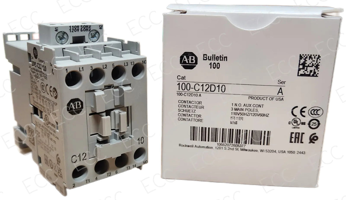 100-C12D10 Allen-Bradley 12A IEC Contactor 120V AC Coil