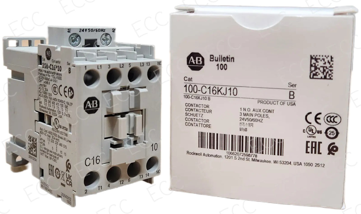 100-C16KJ10 Allen-Bradley 16A IEC Contactor 24V AC Coil