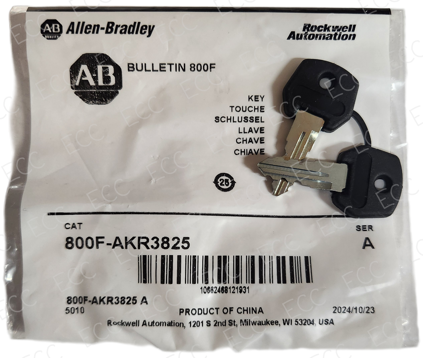 800F-AKR3825 Allen Bradley Key #3825