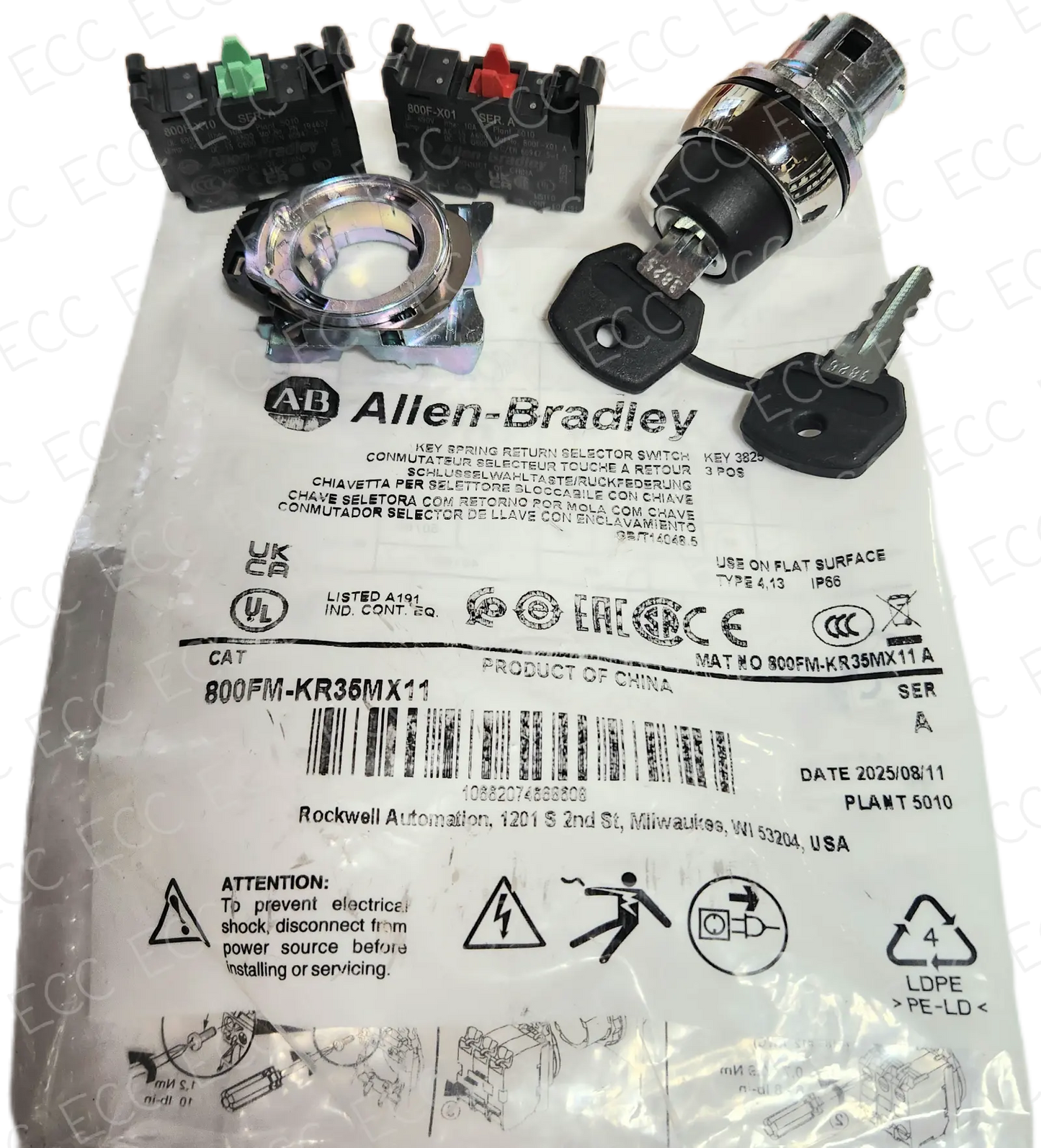 800FM-KR35MX11 Allen Bradley 22mm Key Selector Switch