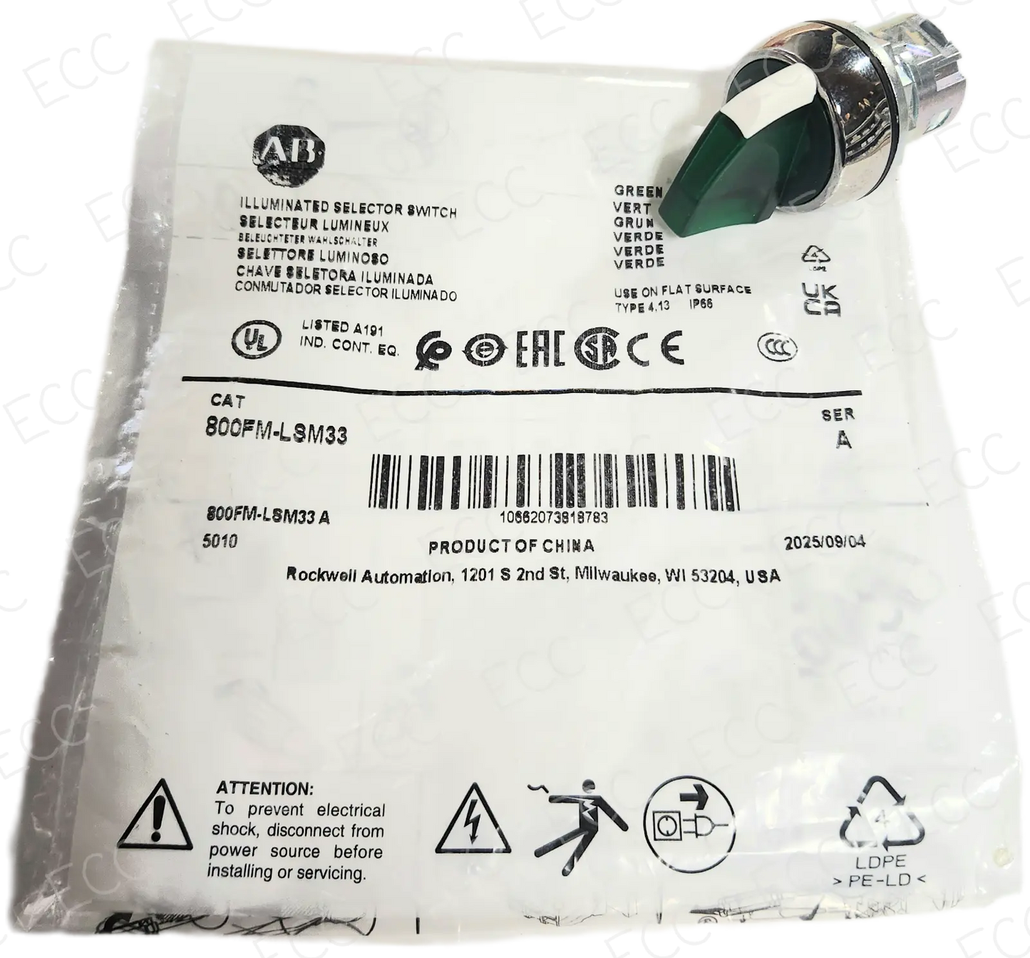 800FM-LSM33 Allen Bradley 22mm Illuminated Selector Switch