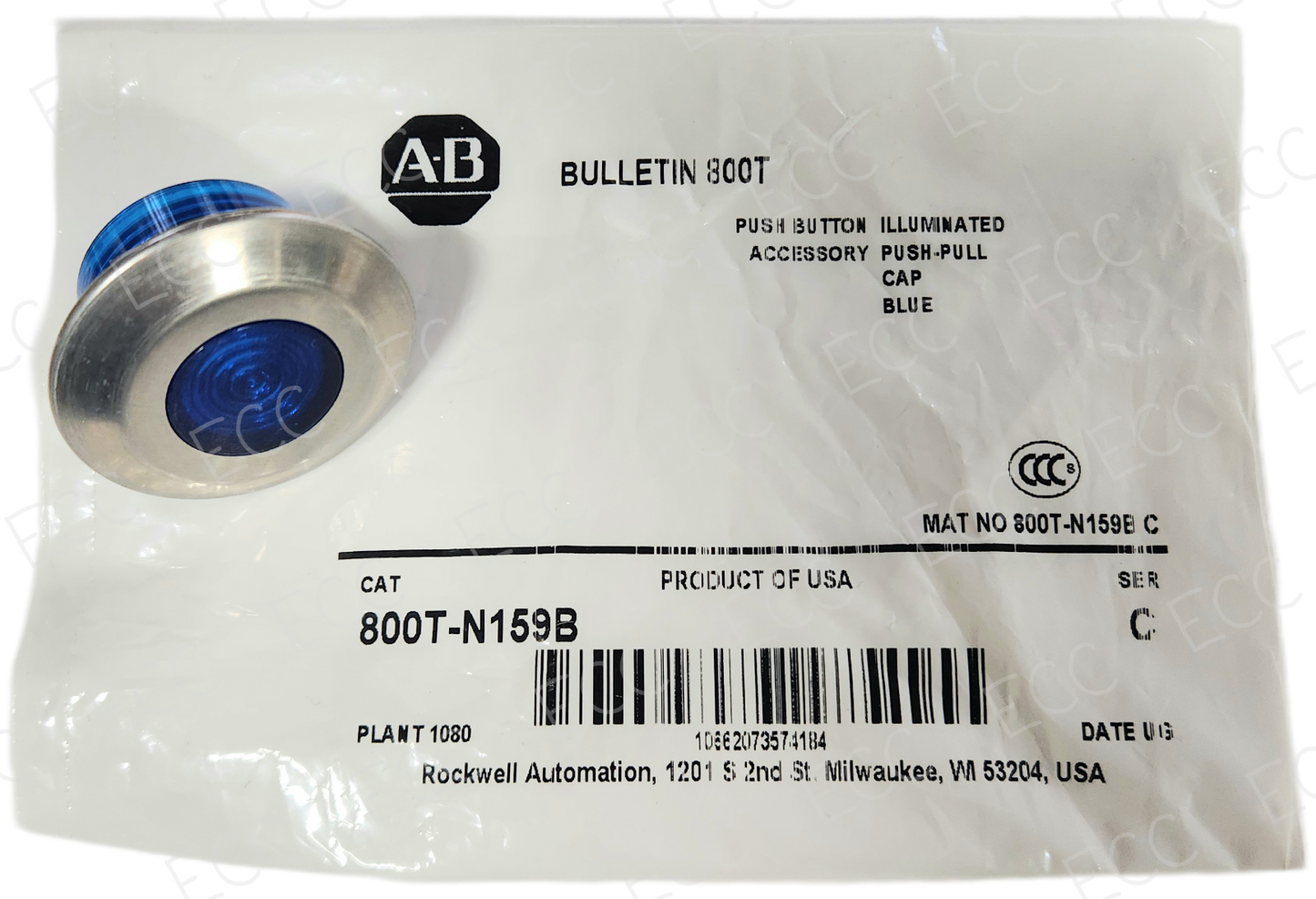 800T-N159B Allen Bradley Push-Pull Cap Illuminated