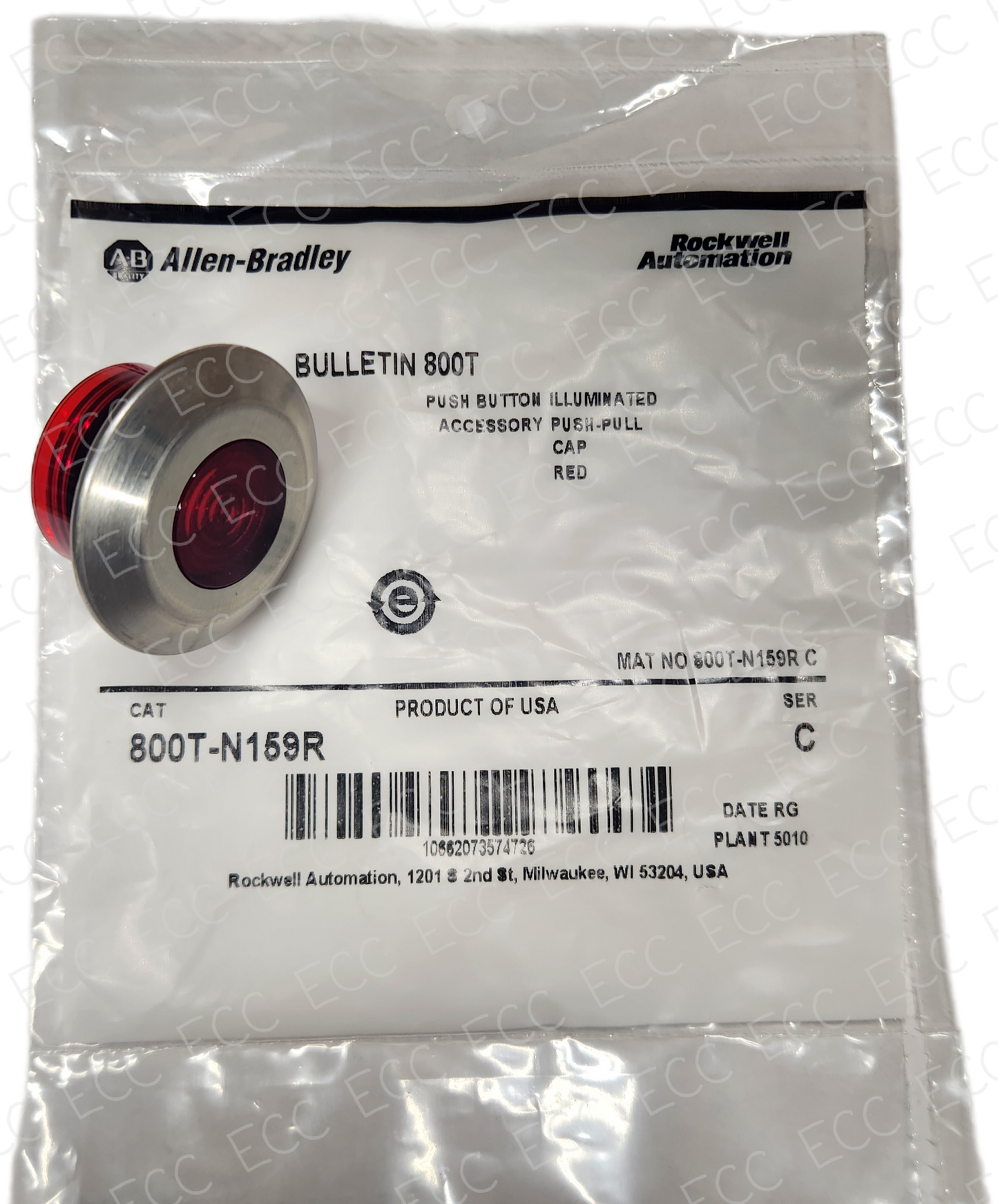 800T-N159R Allen Bradley Push-Pull Cap Illuminated