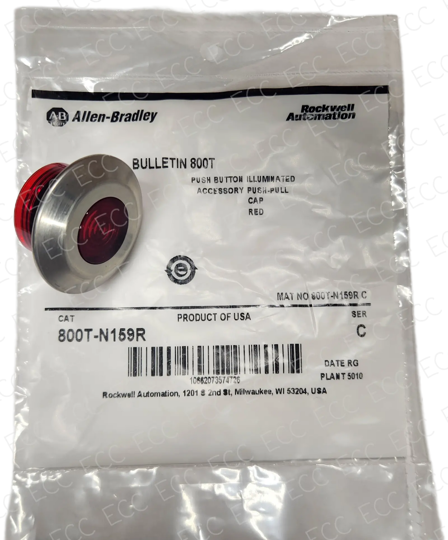 800T-N159R Allen Bradley Push-Pull Cap Illuminated