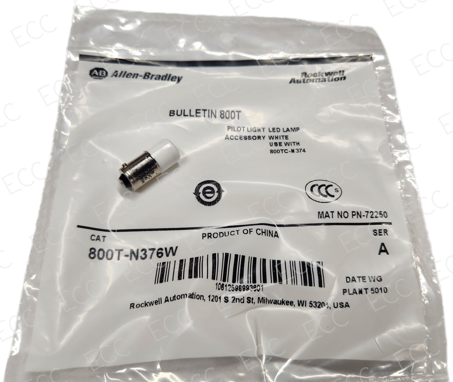 800T-N376W Allen Bradley Pilot Light LED Lamp - White