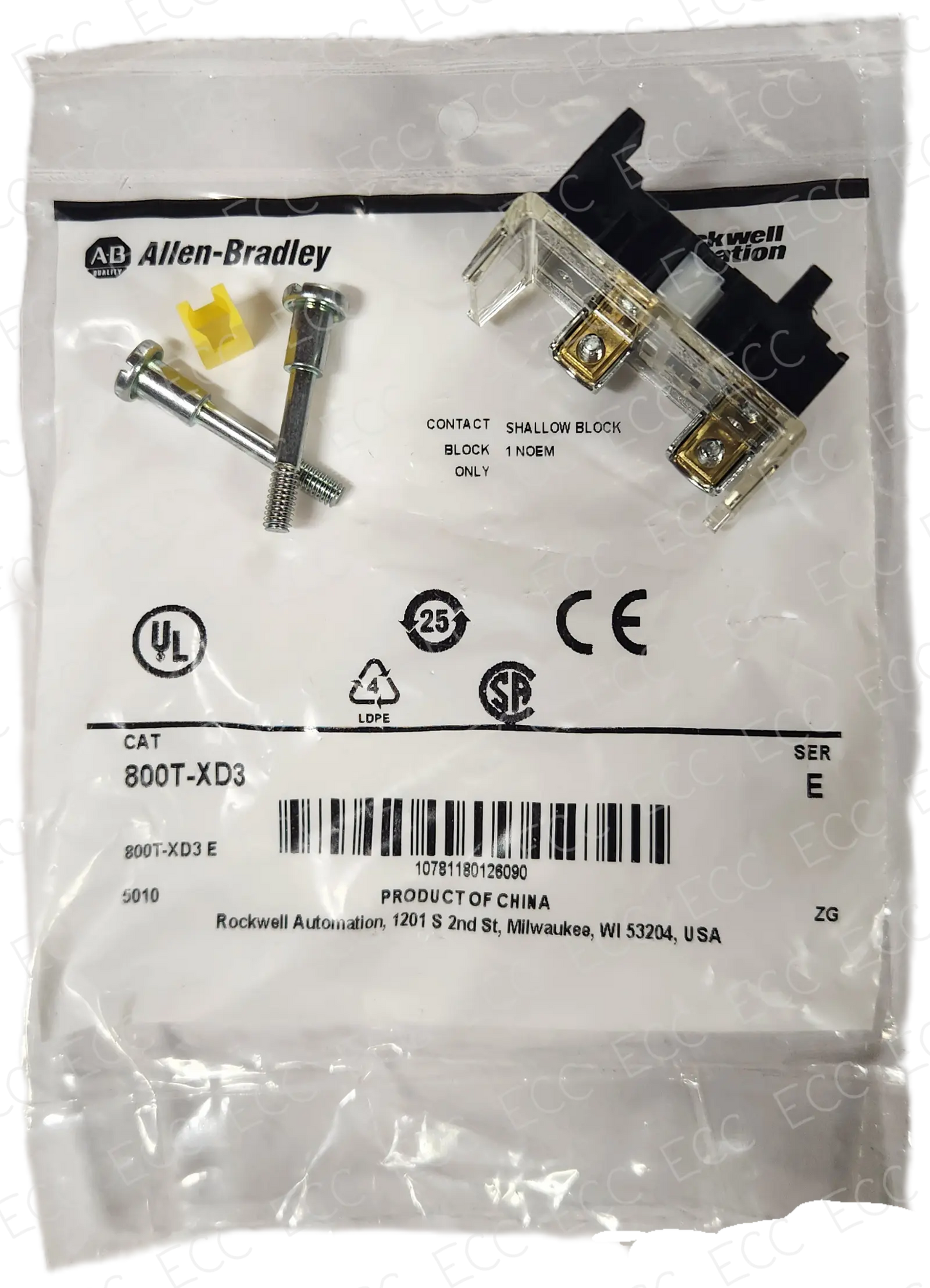 800T-XD3 Allen Bradley Contact Block East Coast Compactor, Corp.