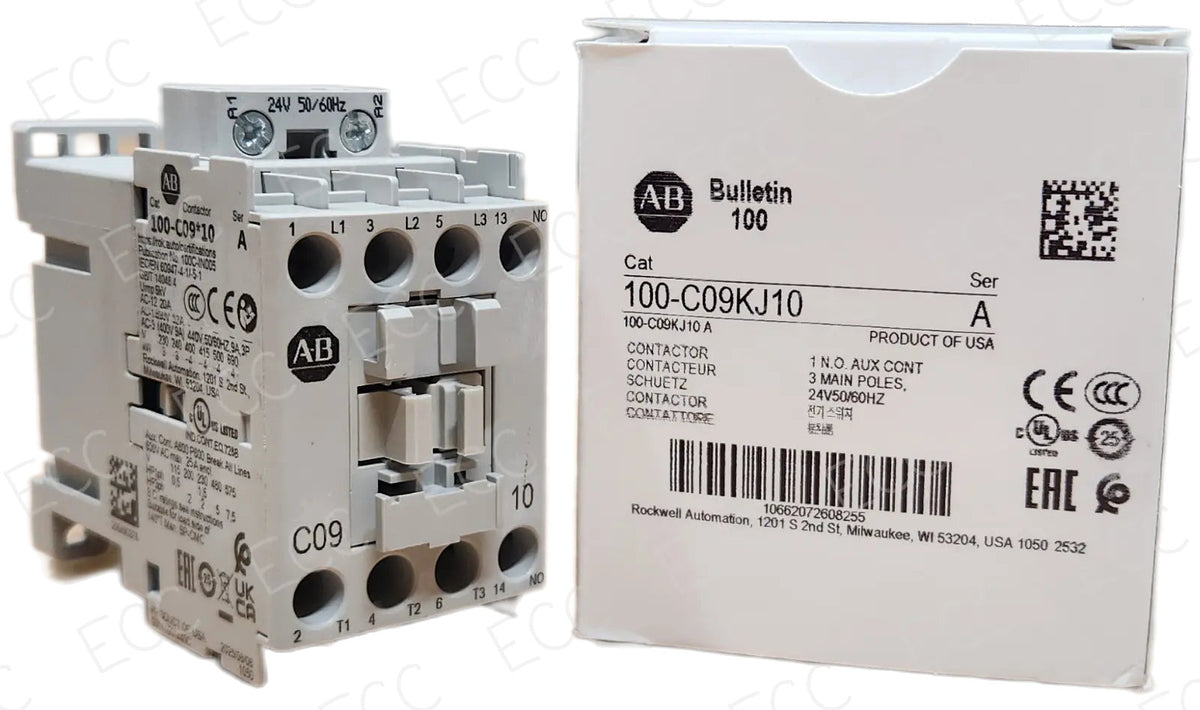 100-C09KJ10 Allen-Bradley 9A IEC Contactor 24V AC Coil