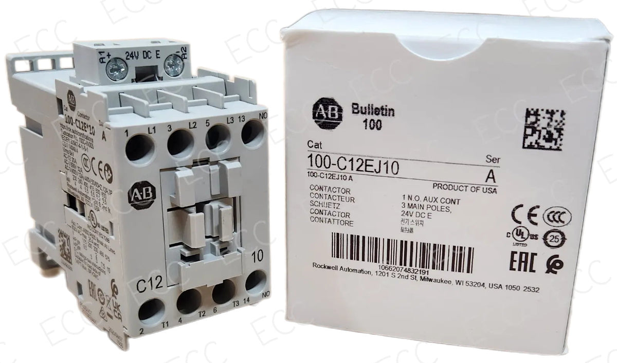 100-C12EJ10 Allen-Bradley 12A IEC Contactor 24V DC Coil