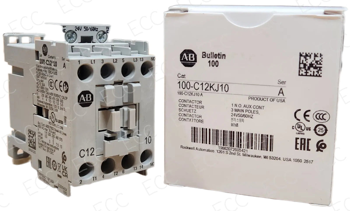 100-C12KJ10 Allen-Bradley 12A IEC Contactor 24V AC Coil