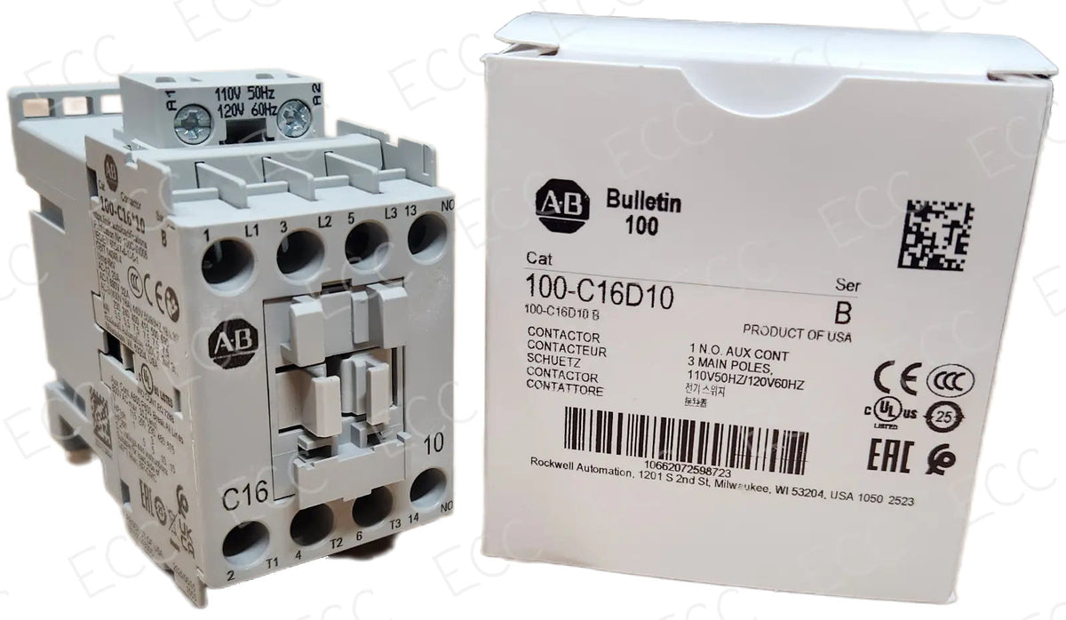 100-C16D10 Allen-Bradley 16A IEC Contactor 120V AC Coil
