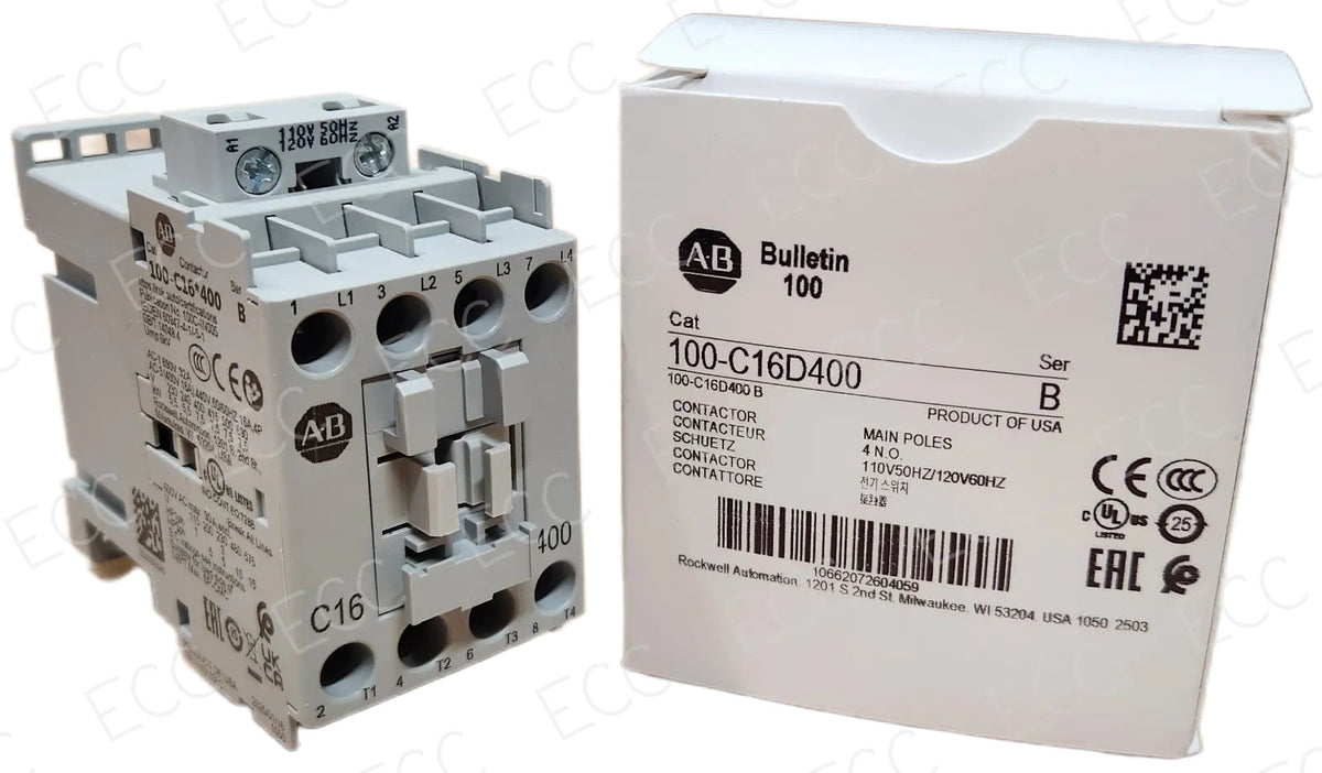100-C16D400 Allen-Bradley 16A 4-Pole IEC Contactor 120V AC Coil