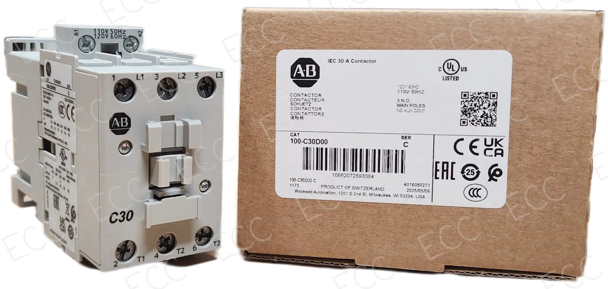 100-C30D00 Allen-Bradley 30A IEC Contactor 120V AC Coil