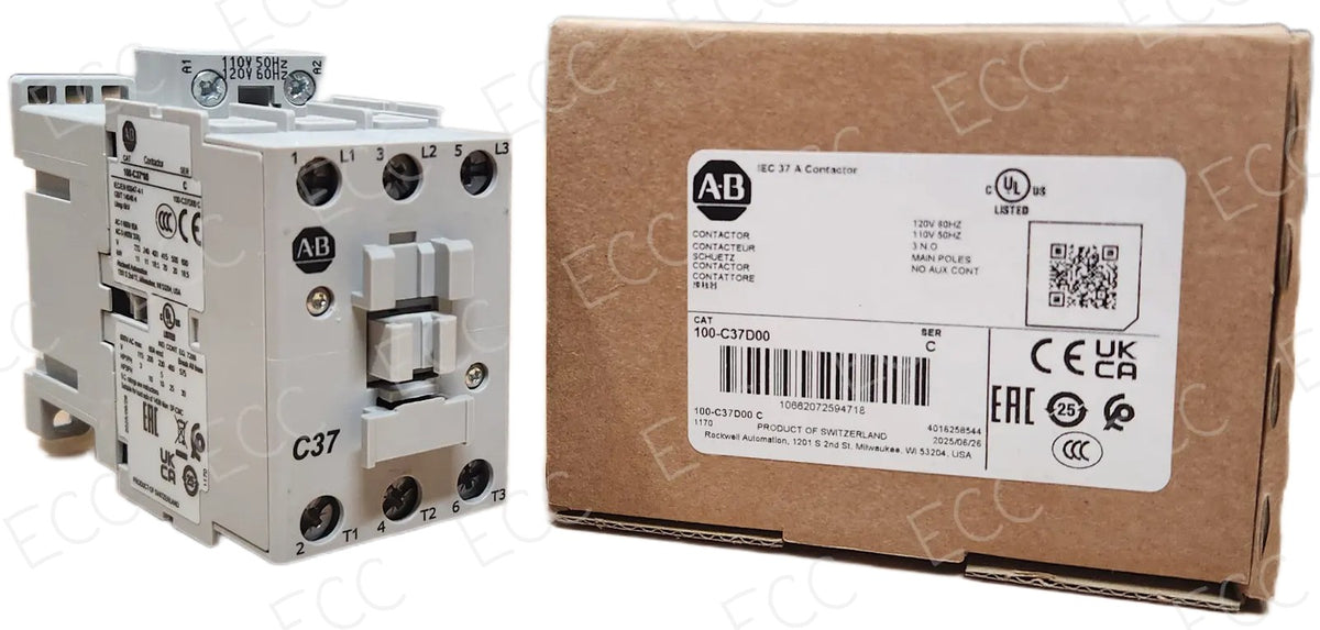 100-C37D00 Allen-Bradley 37A IEC Contactor 120V AC Coil