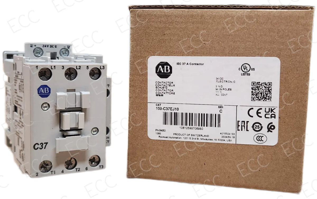 100-C37EJ10 Allen-Bradley 37A IEC Contactor 24V DC Coil