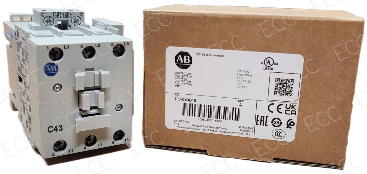 100-C43D10 Allen-Bradley 43A IEC Contactor 120V AC Coil
