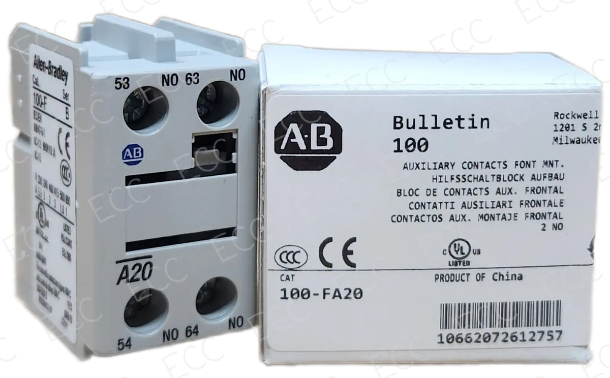 100-FA20 Allen-Bradley Auxiliary Contact 2NO Front Mount