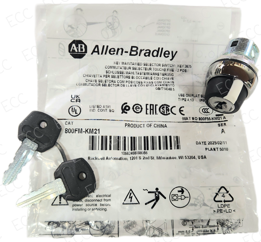 800FM-KM21   Allen Bradley 22mm Key Selector Switch