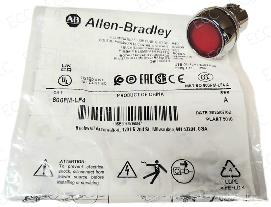 800FM-LF4   Allen Bradley Push Button Illuminated, Red
