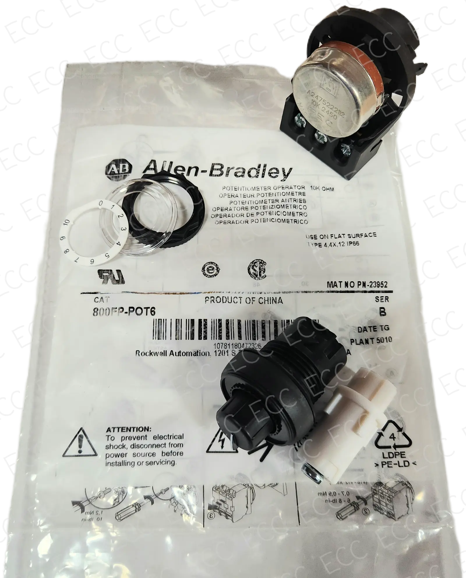 800FP-POT6 Allen-Bradley 22mm Potentiometer, 10K OHMS Resistance – East ...