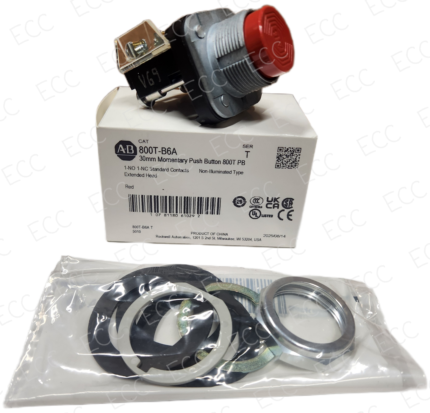 800T-B6A   Allen Bradley 30mm Momentary Push Button