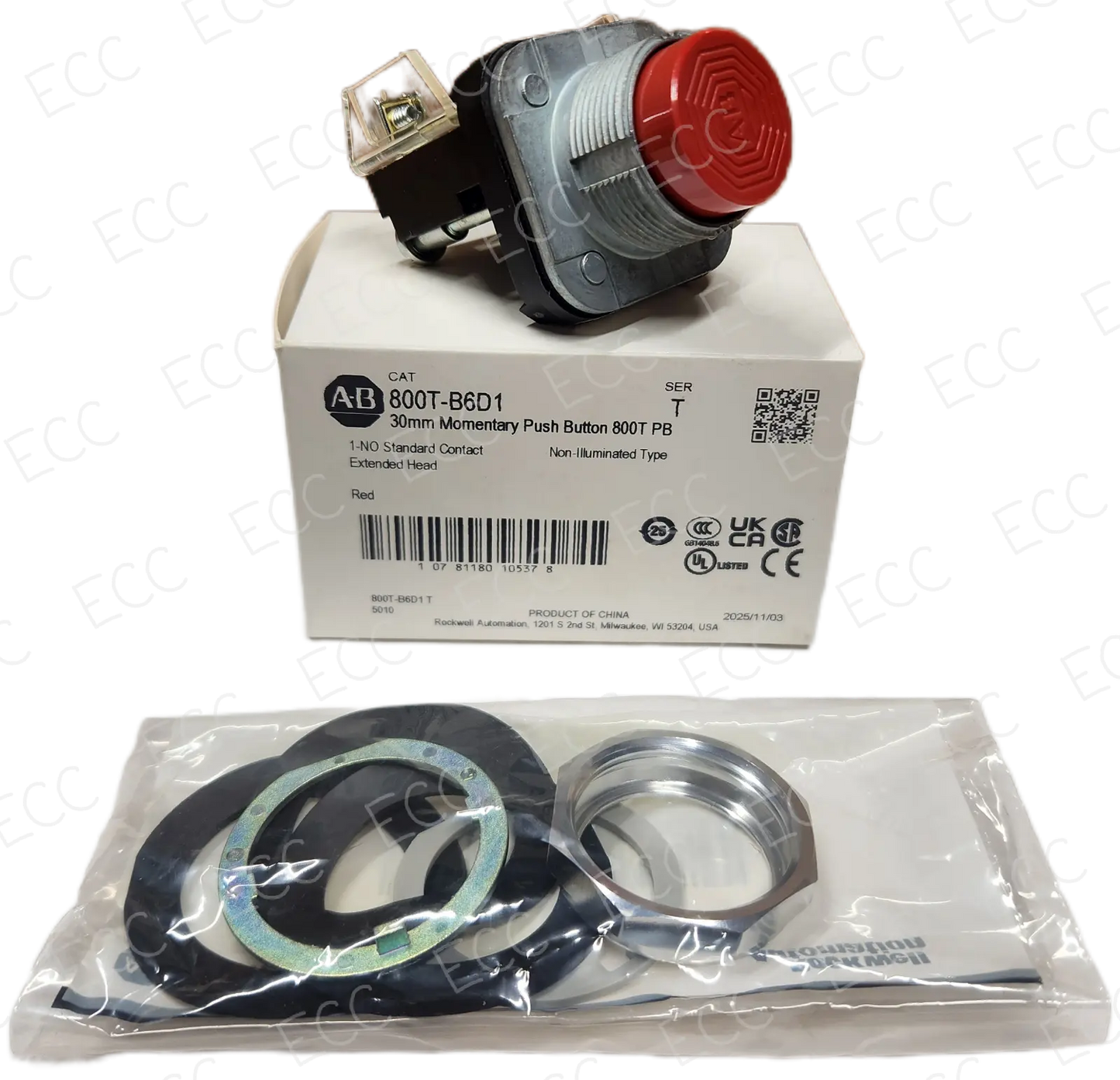800T-B6D1   Allen Bradley 30mm Momentary Push Button   East Coast Compactor, Corp.