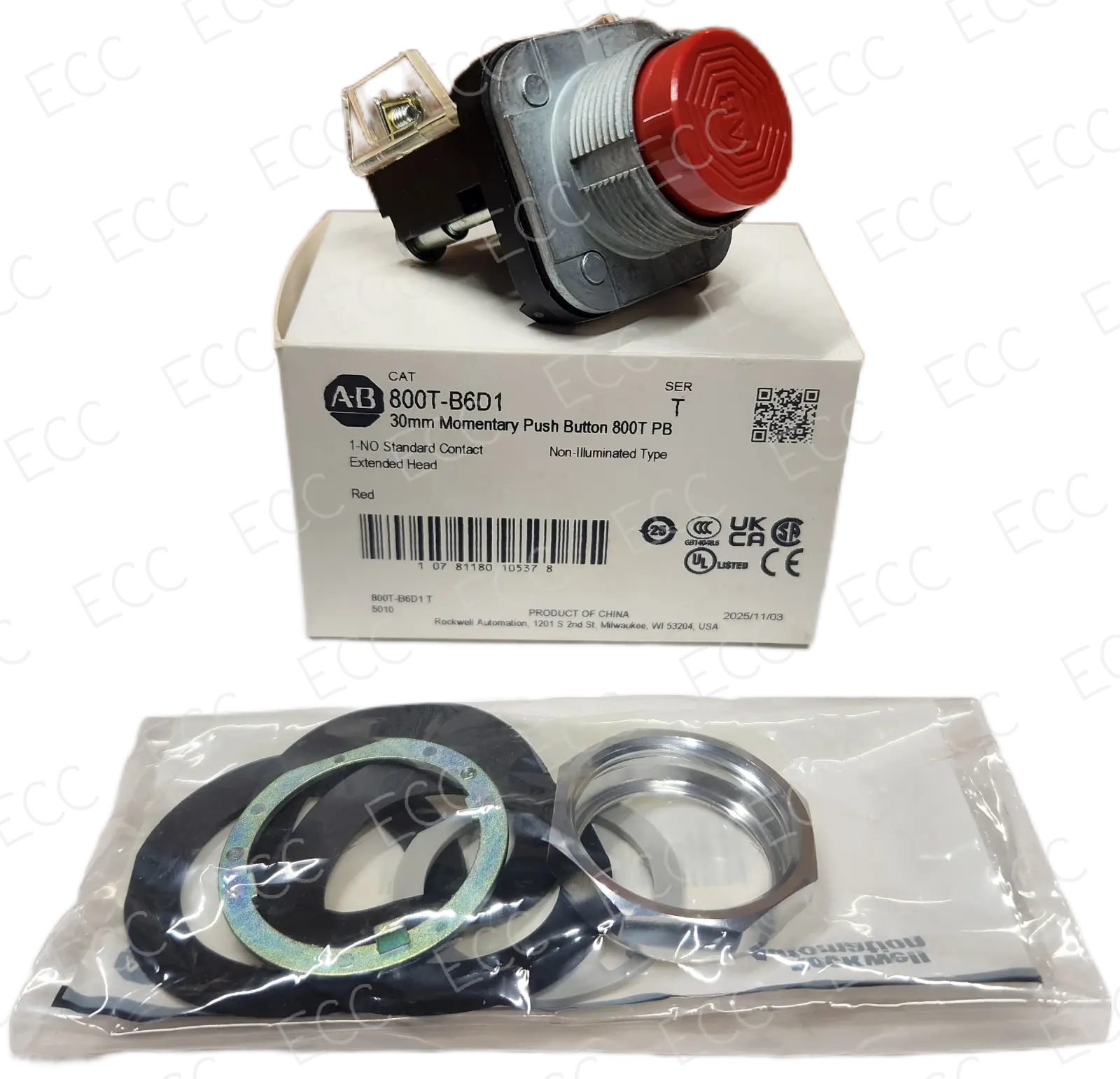 800T-B6D1   Allen Bradley 30mm Momentary Push Button   East Coast Compactor, Corp.