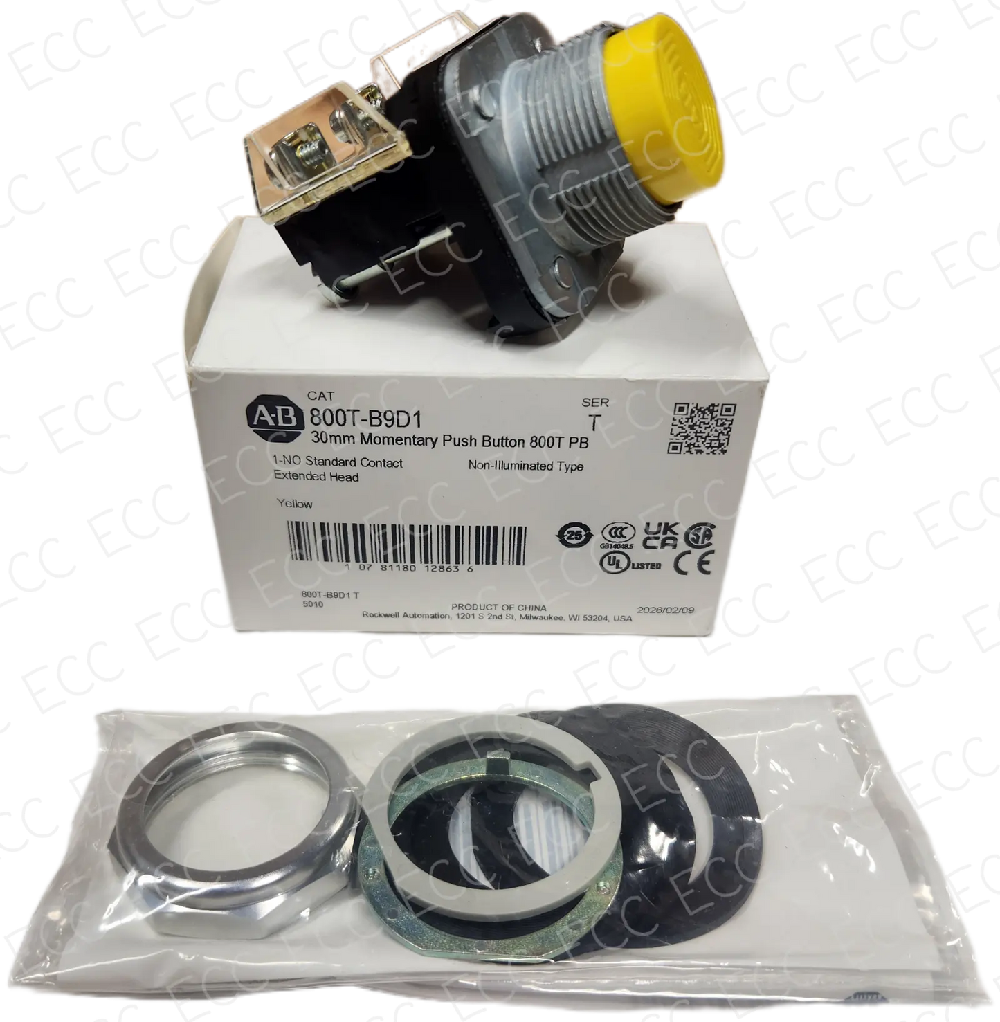 800T-B9D1   Allen Bradley 30mm Momentary Push Button   East Coast Compactor, Corp.