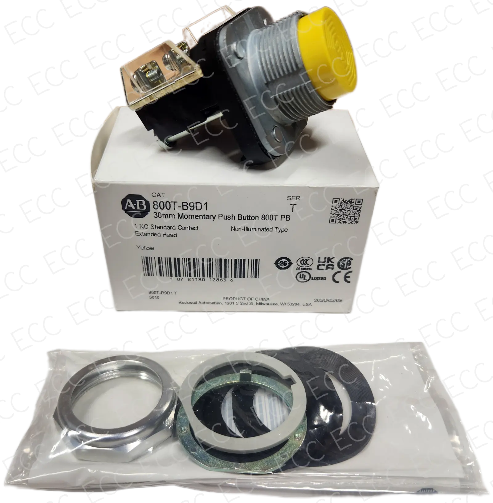 800T-B9D1   Allen Bradley 30mm Momentary Push Button   East Coast Compactor, Corp.