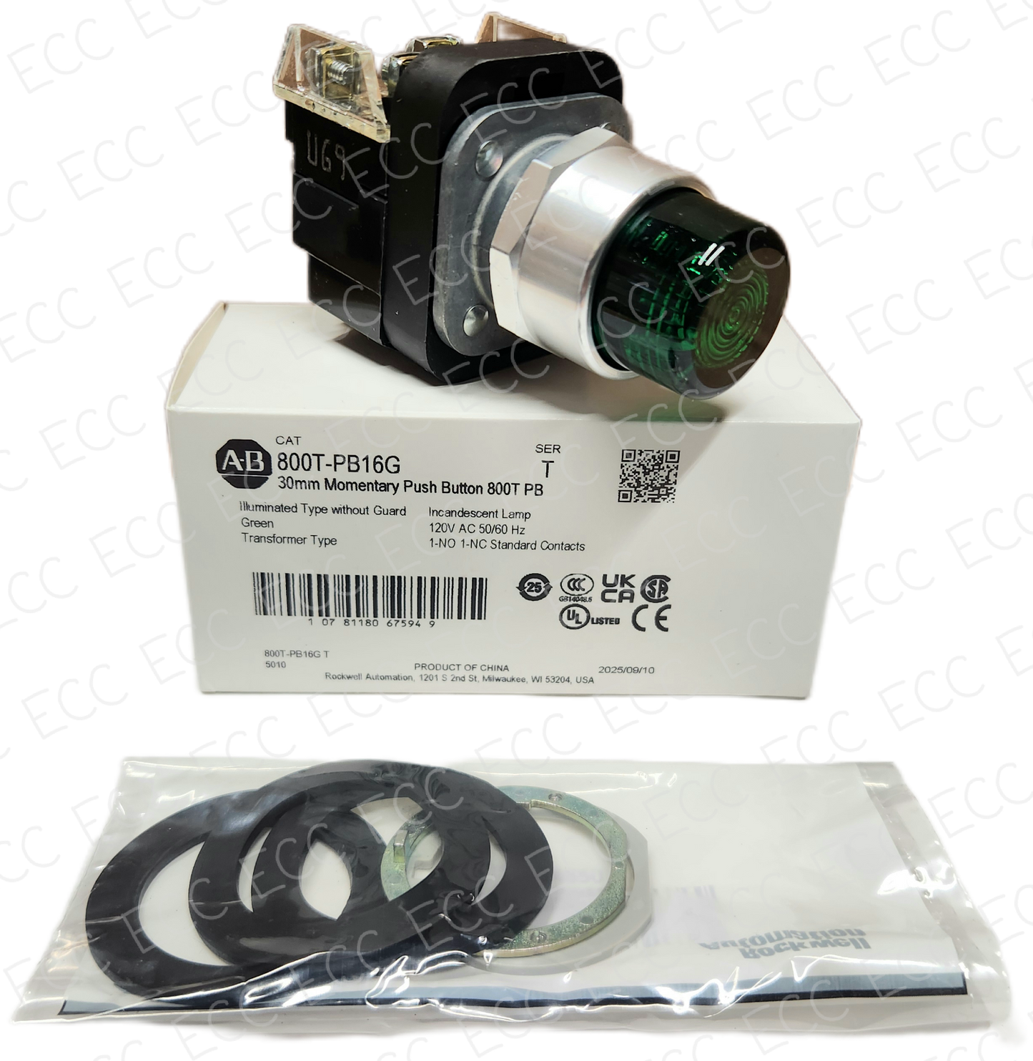 800T-PB16G   Allen Bradley Momentary Push Button - Illuminated