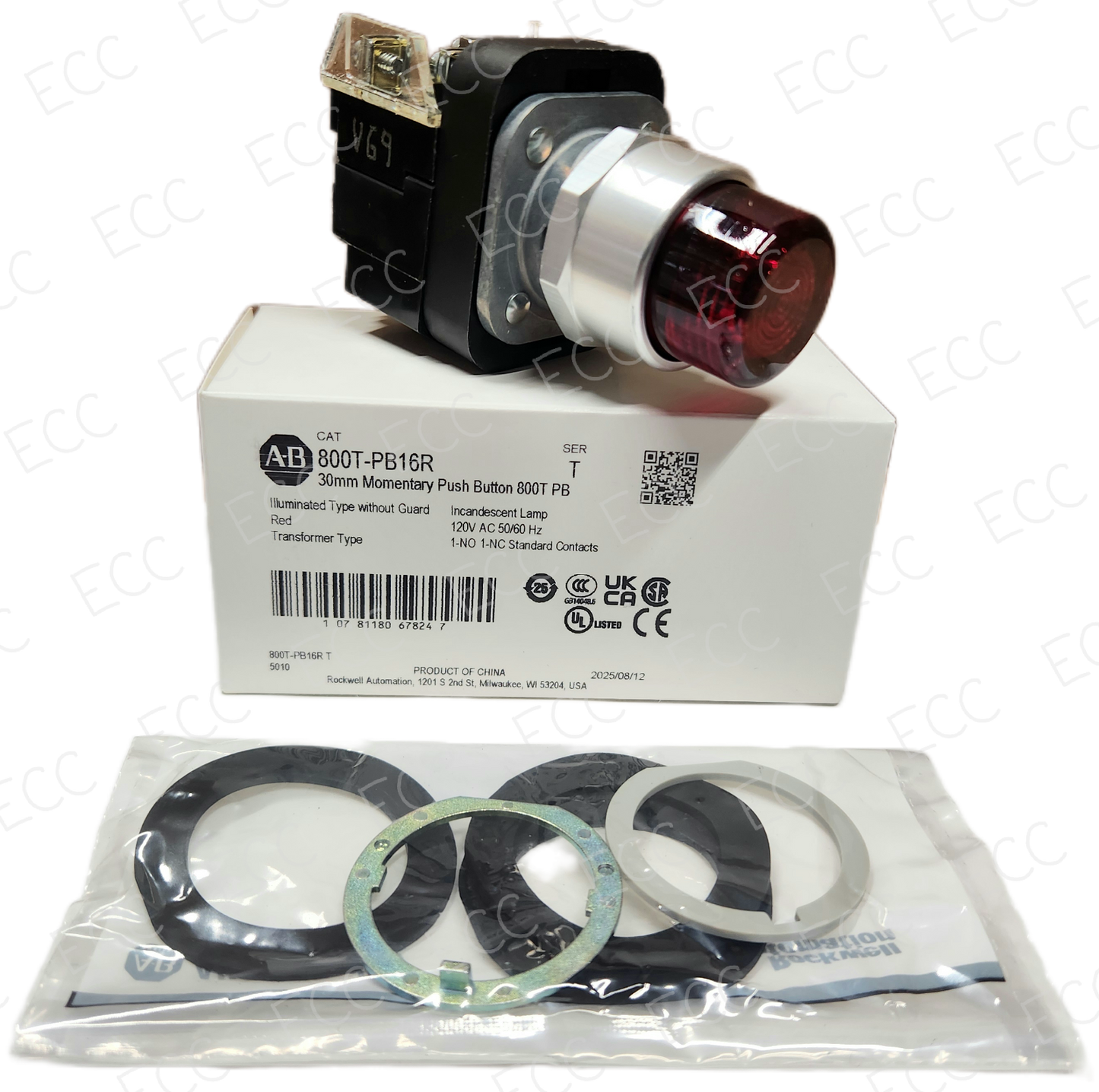 800T-PB16R   Allen Bradley Momentary Push Button - Illuminated