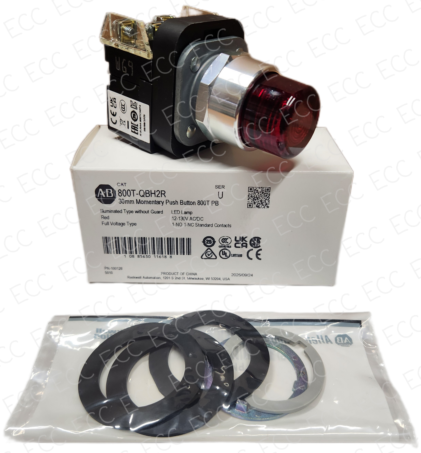 800T-QBH2R   Allen Bradley Momentary Push Button - Illuminated