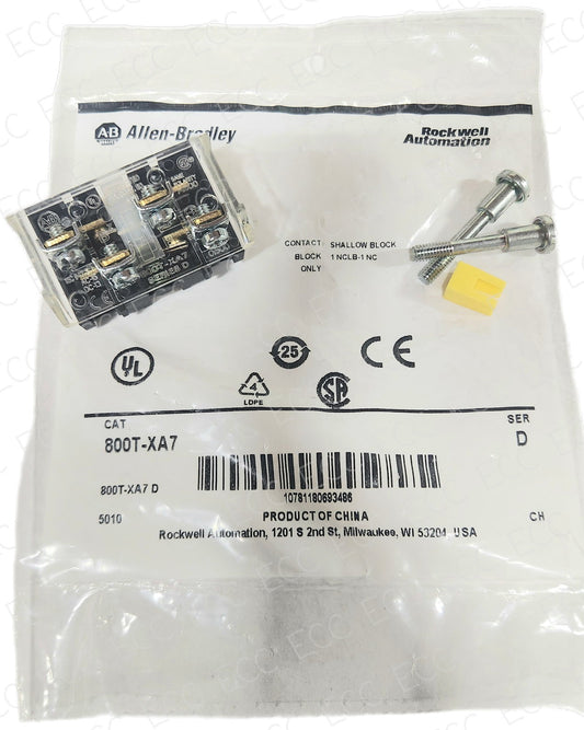 800T-XA7 Allen-Bradley Shallow Contact Block 1NC/1NCLB