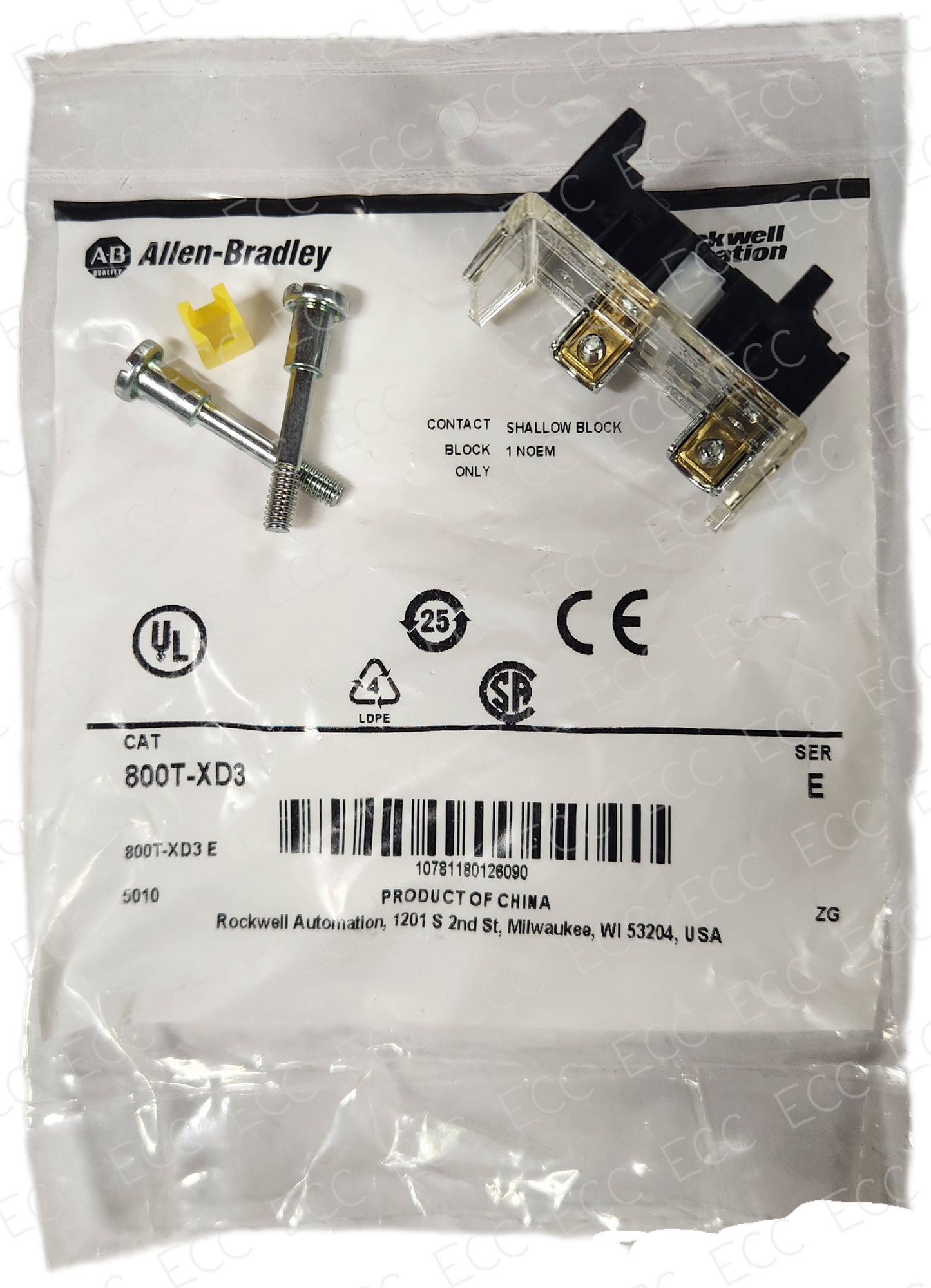 800T-XD3   Allen Bradley Contact Block   East Coast Compactor, Corp.