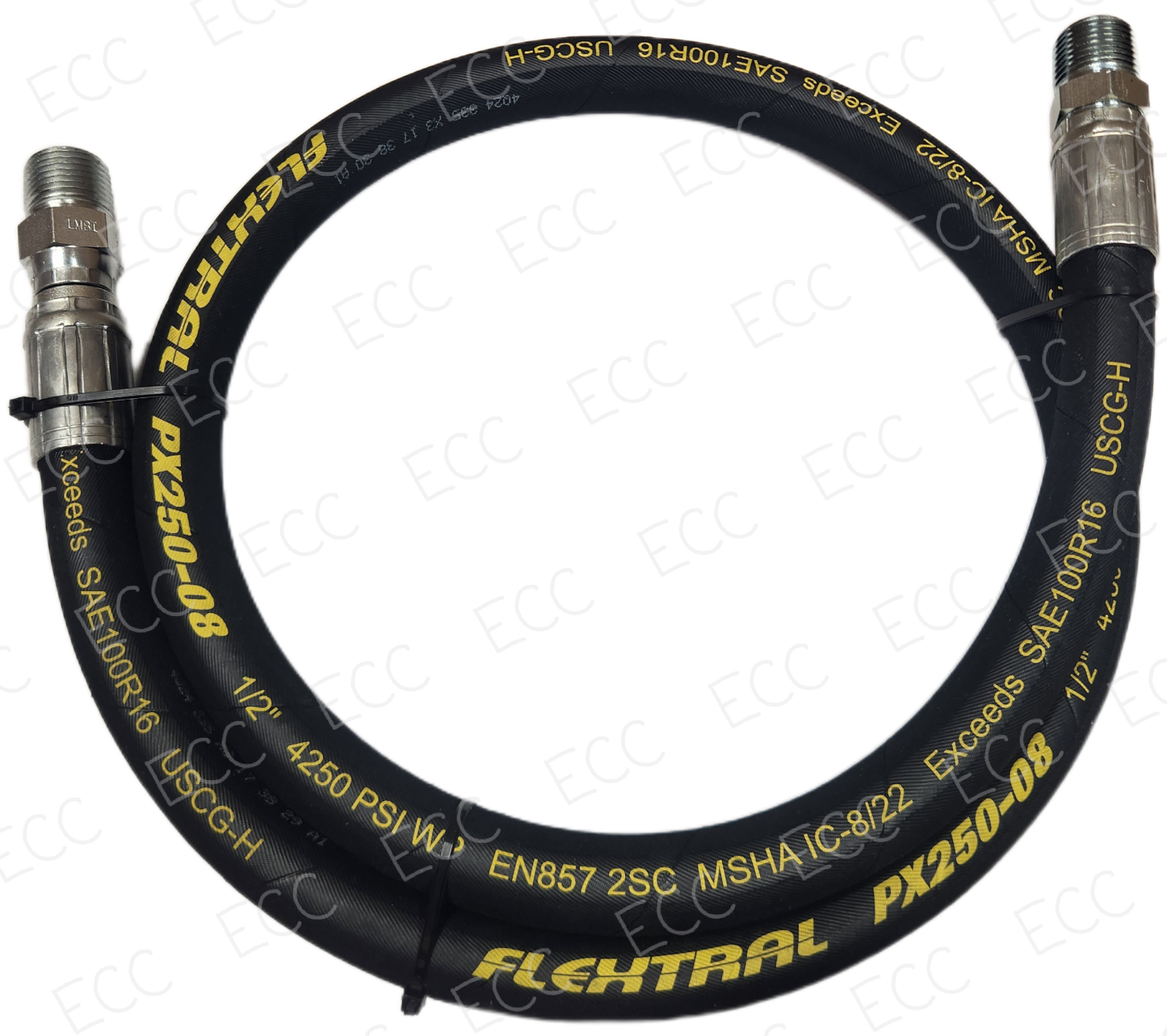 1/2" Hydraulic Hose Assembly with M-NPT x M-NPT Swivel (4,250 psi)