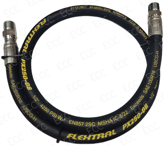 1/2" Hydraulic Hose Assembly with M-NPT x M-NPT Swivel (4,250 psi)