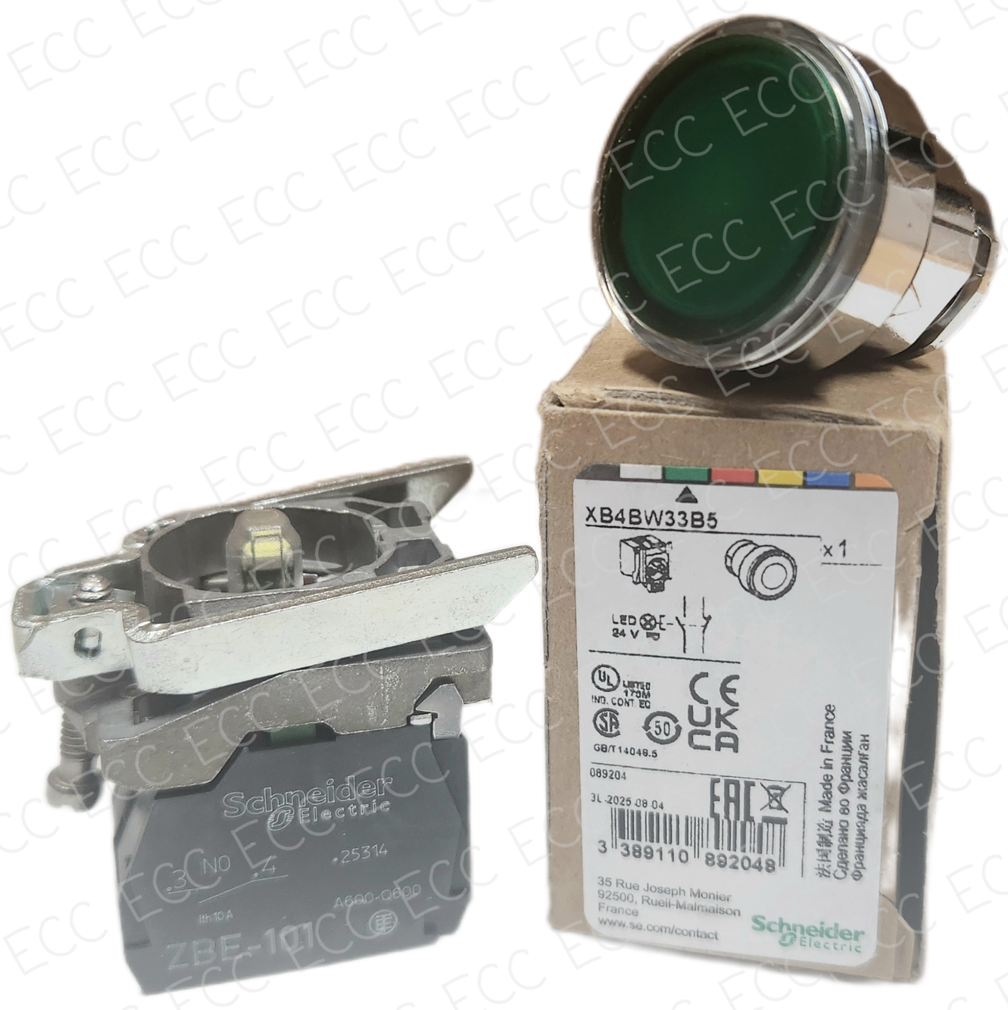XB4BW33B5   Schneider Electric 22mm Push Button, Illuminated
