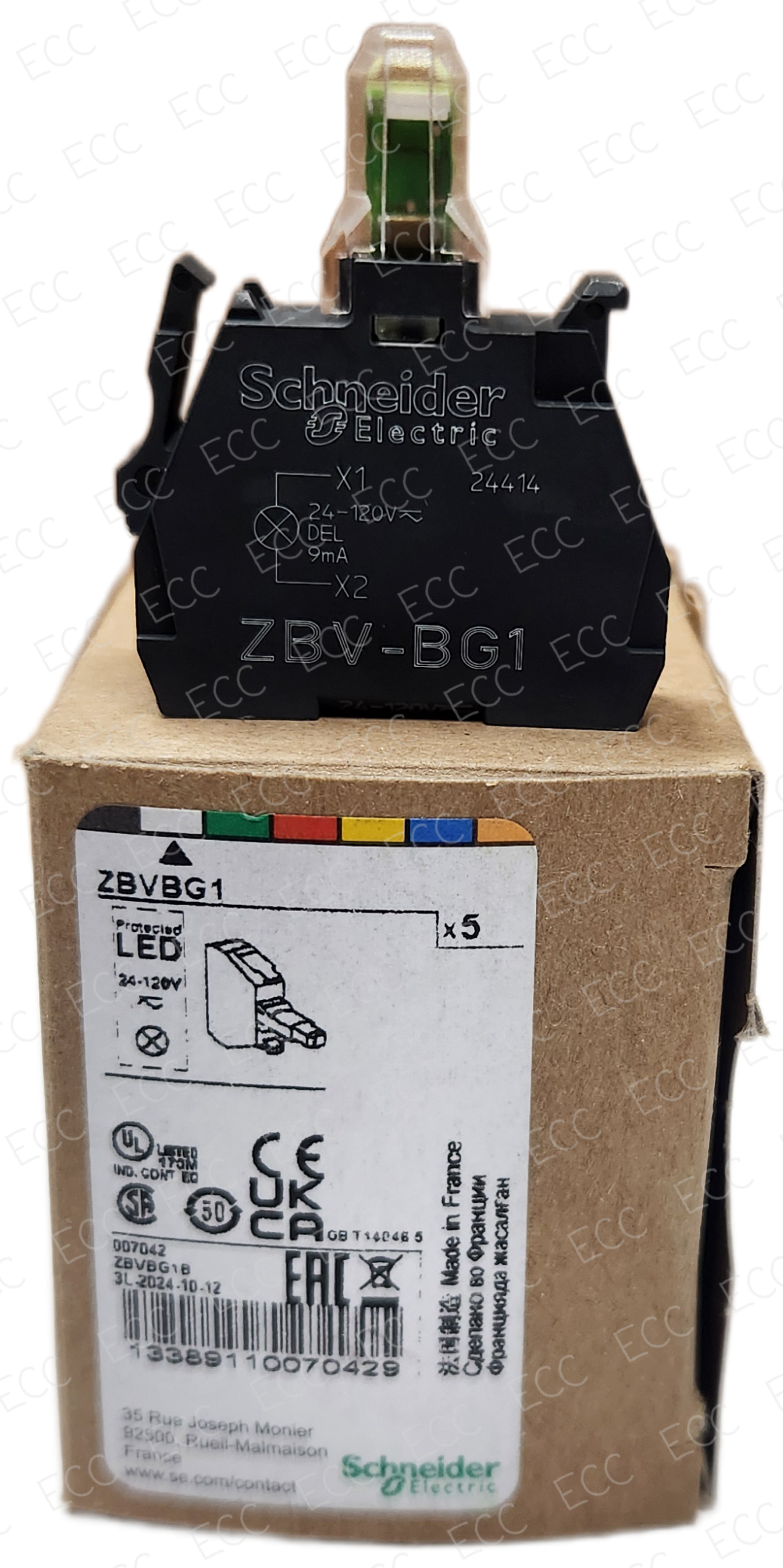 ZBVBG1   Schneider Electric 22mm Lamp Module, White